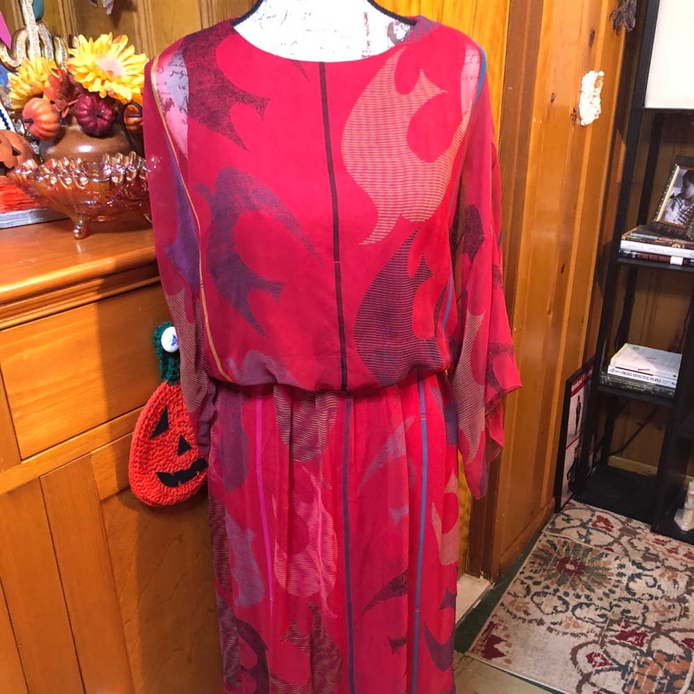Vintage sheer red 1960s dress by Miss Elliette